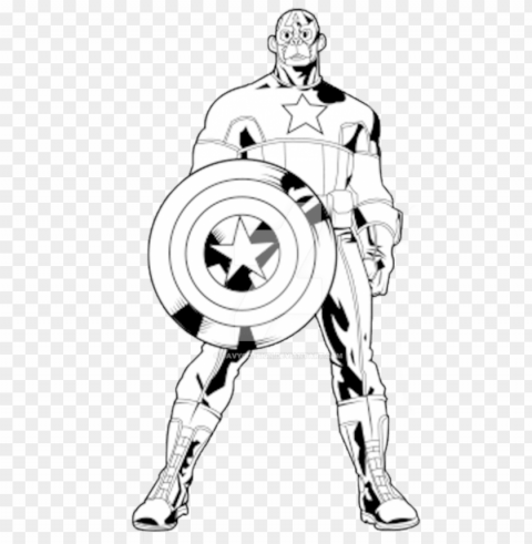 image black and white captain america clipart black - captain america out line PNG with Isolated Object