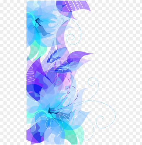 image border wallpaper backgrounds wallpaper art - blue flower border transparent Isolated Artwork with Clear Background in PNG