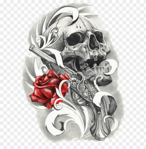 image - guns and roses skull tattoo PNG icons with transparency