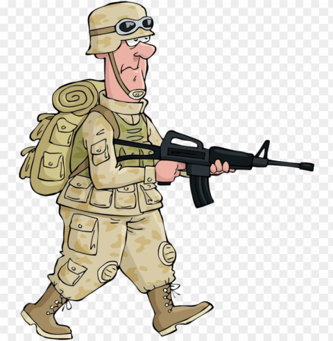 image library cartoon royalty free royaltyfree transprent - army soldier cartoon drawi Isolated Item with Transparent PNG Background