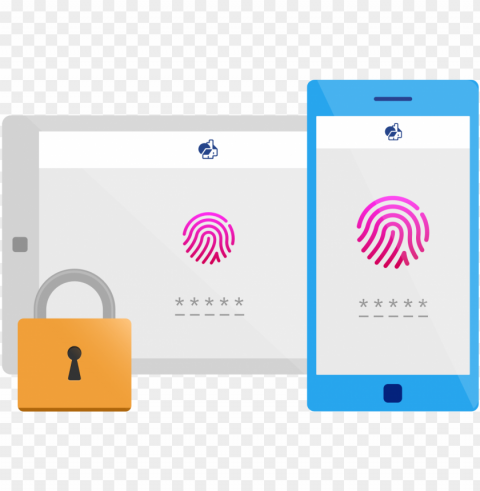 image of a tablet and a phone representing security - bank a PNG clip art transparent background