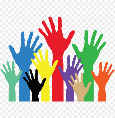 image showing coloured hands palm open as in putting - helping hands background Isolated Item in Transparent PNG Format