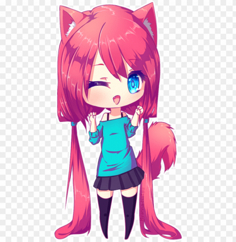 in by change is for the weak on anime - anime chibi girl neko PNG Isolated Subject on Transparent Background