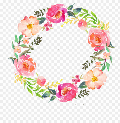 In By Karin On 花柄 - Watercolour Flower Wreath Isolated Character On HighResolution PNG