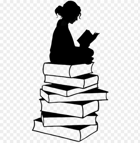 in by tselha on study book lovers and journal - girl with books silhouette PNG file with no watermark