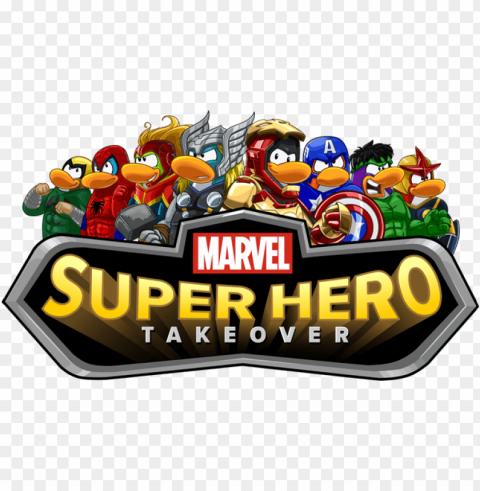 including iron man she-hulk and captain america - club penguin super hero Isolated Character with Clear Background PNG