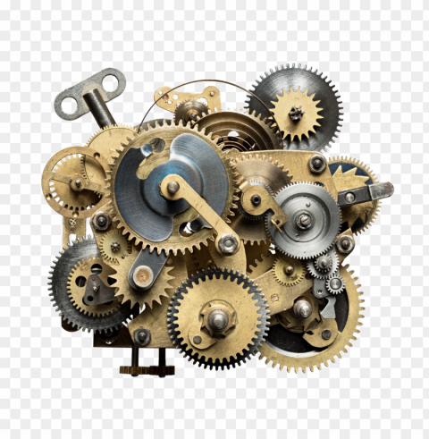 industrial mechanical cogwheels gears Transparent Background Isolation in PNG Format