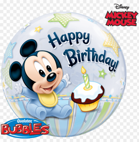inicio - baby mickey mouse 1st birthday balloons Isolated Character on Transparent PNG