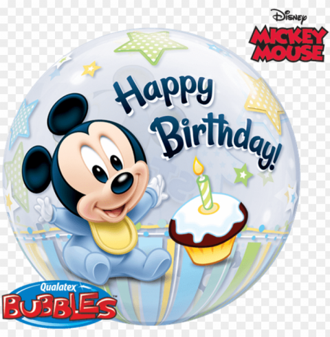 Inicio - Baby Mickey Mouse 1st Birthday Balloons Isolated Character On Transparent PNG