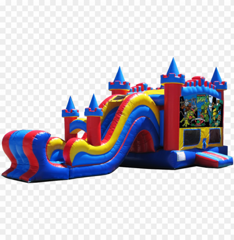 inja turtles bounce house rental - deluxe bounce house PNG graphics with transparent backdrop