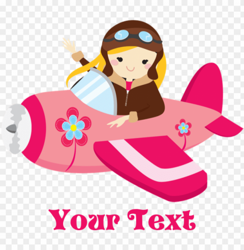 ink airplane girl pilot with flowers greeting ca - pilot baby girl clipart PNG design PNG transparent with Clear Background ID 8d7cb77d