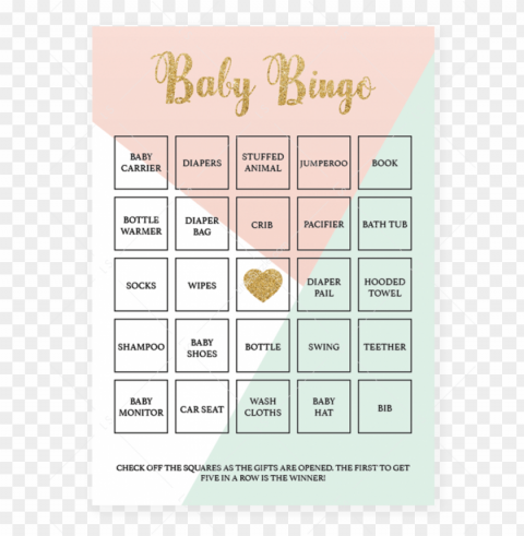 ink and mint printable baby bingo cards by littlesizzle Isolated Artwork in Transparent PNG PNG transparent with Clear Background ID 4dfc0649