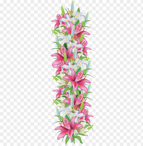 ink and white lilies decoration border clipart - lily flower border PNG files with clear backdrop assortment