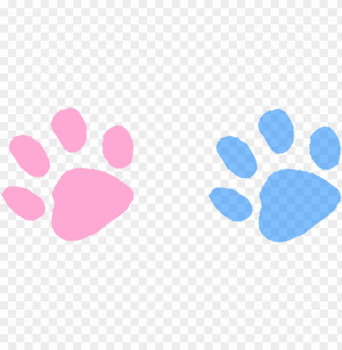 ink clipart paw print - blue and pink paws Transparent Background PNG Object Isolation