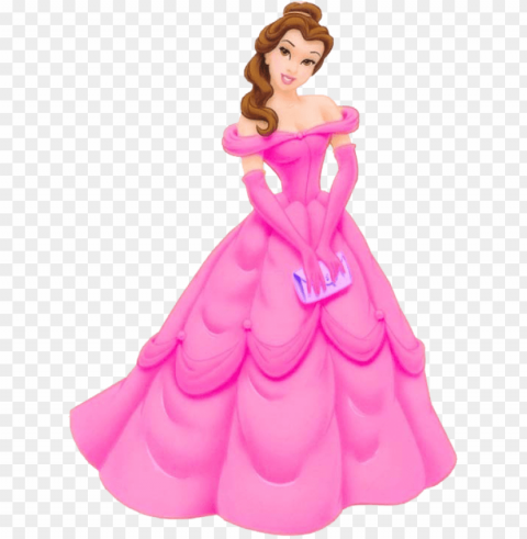 ink dress clipart barbie gown - cartoon princess with pink dress Transparent Background PNG Isolation