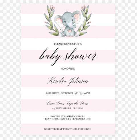 ink elephant baby shower invitation template download - 50 pink watercolour floral elephant baby shower thank Isolated Graphic on Transparent PNG