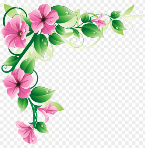 ink flower border - flower border clip art PNG files with transparent canvas collection