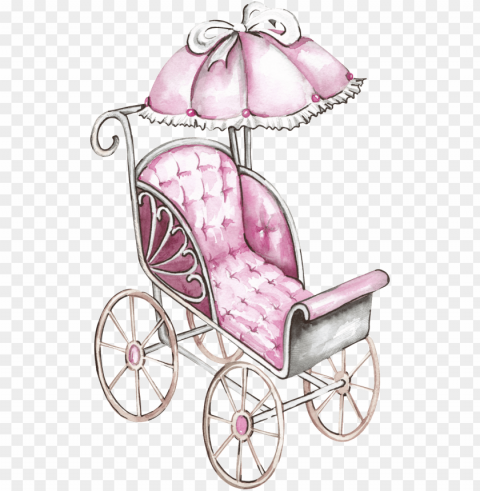 ink pram watercolor hand painted transparent PNG Isolated Object on Clear Background