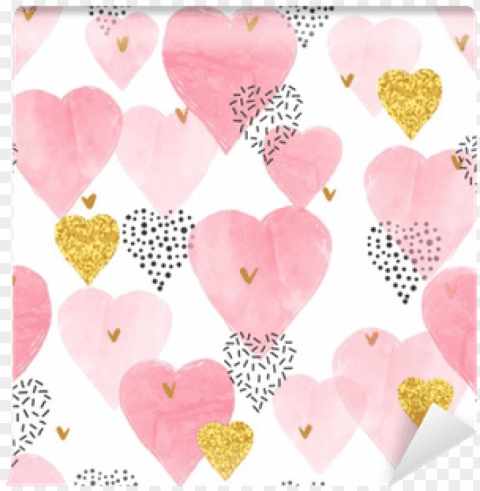 ink watercolor hearts pattern - stock illustratio Clear Background PNG Isolated Design