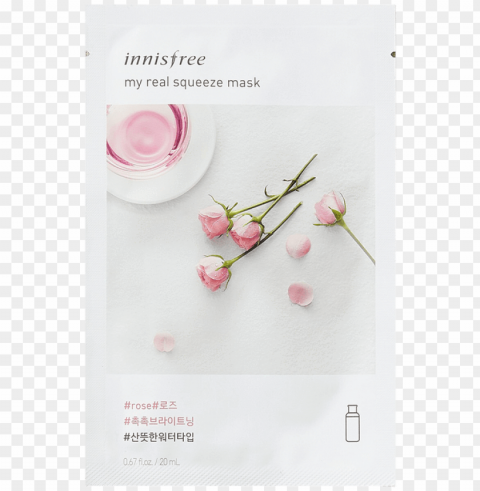 innisfree my real squeeze mask rose 20mlsheet maskinnisfreeglowrious - innisfree sheet mask Isolated Character in Clear Background PNG