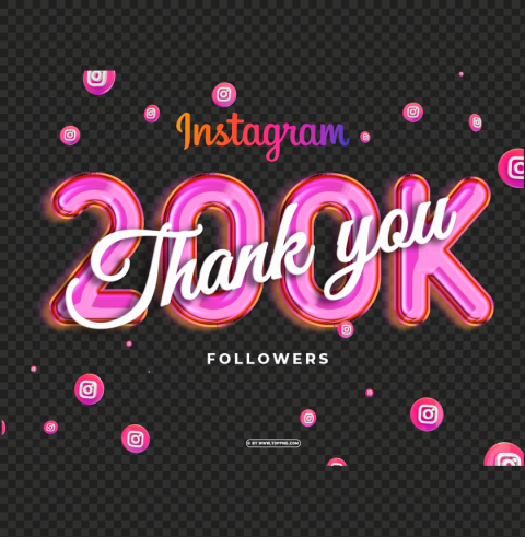 instagram 200k followers thank you file Isolated Icon in Transparent PNG Format