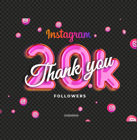 instagram 20k followers thank you no Isolated Icon on Transparent Background PNG - Image ID d8637f4c