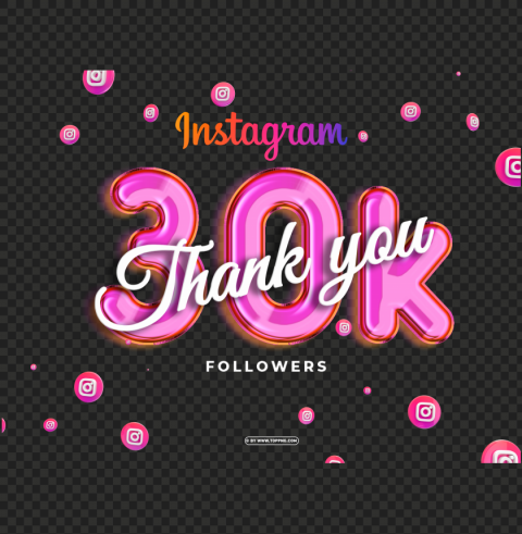 Instagram 30k Followers Thank You Isolated Icon With Clear Background PNG