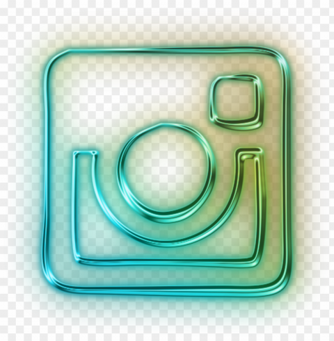 instagram logo old neon light blue green yellow freetoe - neon instagram icon Isolated Character with Clear Background PNG
