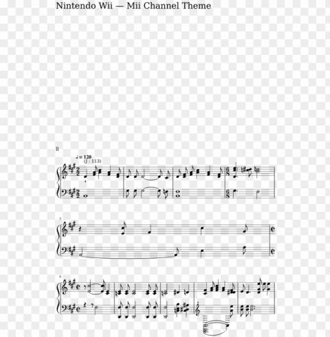 intendo wii mii channel theme - sheet music Isolated Subject in HighResolution PNG
