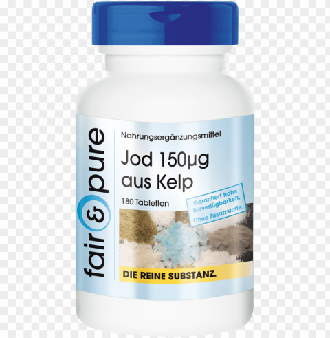 iodine 150µg from the brown alga kelp 180 tablets - capsule Transparent Background Isolated PNG Art