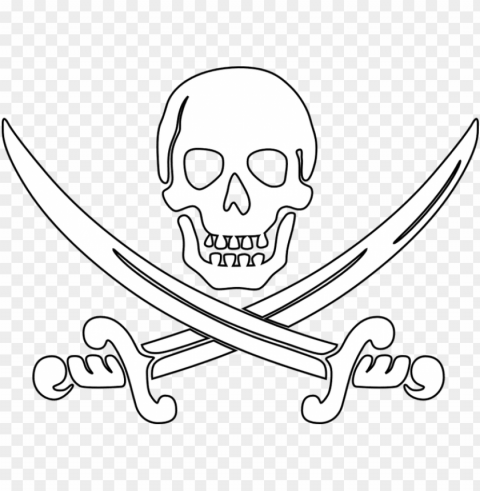 irate skull outline sword - ausmalbilder totenkopf pirat Isolated Subject on HighQuality Transparent PNG