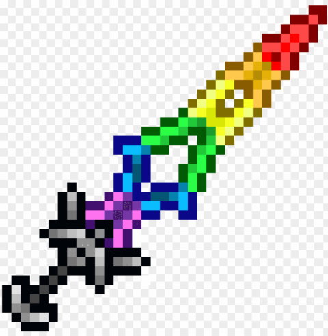 irate sword - rainbow sword pixel art Isolated Subject on HighQuality Transparent PNG