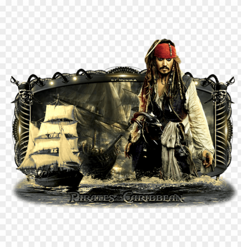 irates of the caribbean - pirates of the caribbean jack sparrow halloween cosplay Isolated Design in Transparent Background PNG