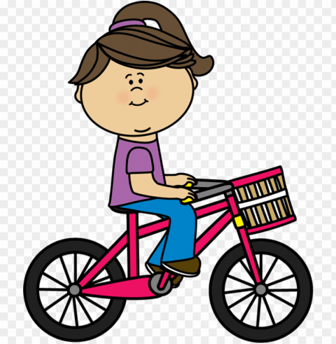 irl riding a bicycle with a basket - ride clipart Isolated PNG Graphic with Transparency
