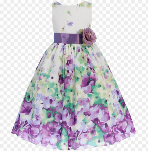 irls lavender purple watercolor floral cotton dress - dress Free PNG images with alpha channel compilation