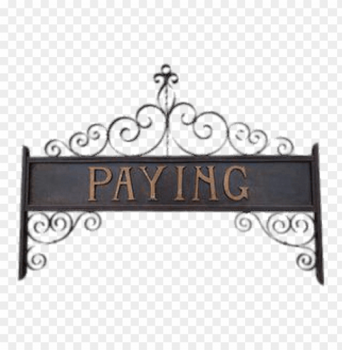 iron and bronze bank sign Isolated Object in Transparent PNG Format