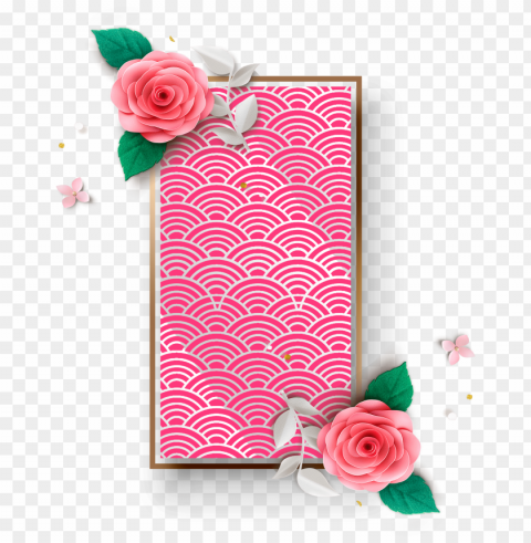is exquisite fashion pink flower decoration vector Free PNG download