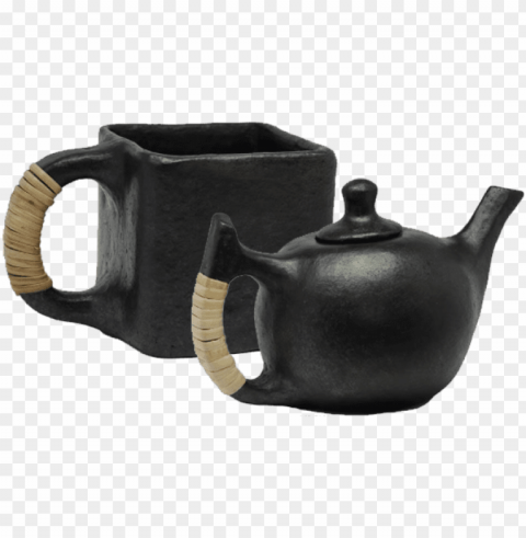 iskaa combo of longpi black pottery - teapot Isolated Subject on HighResolution Transparent PNG