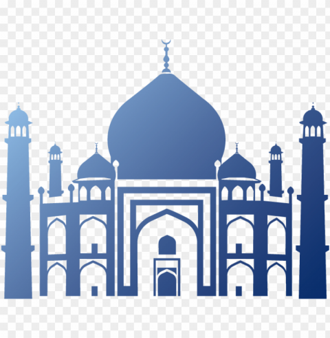 islamic arabic blue shape of masjid mosque vector Transparent background PNG clipart