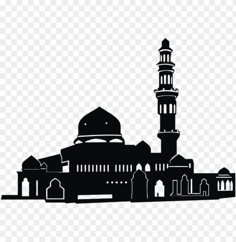 islamic black silhouette masjid mosque vector Transparent background PNG images comprehensive collection