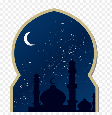 islamic door mosque moon blue sky Transparent Background PNG Isolated Design