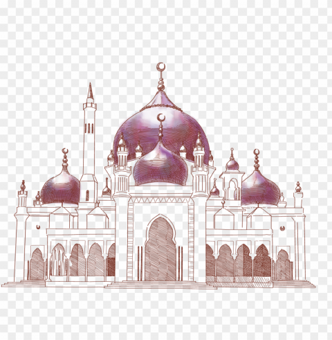 islamic masjid mosque vector drawing art Transparent Background PNG Isolated Icon