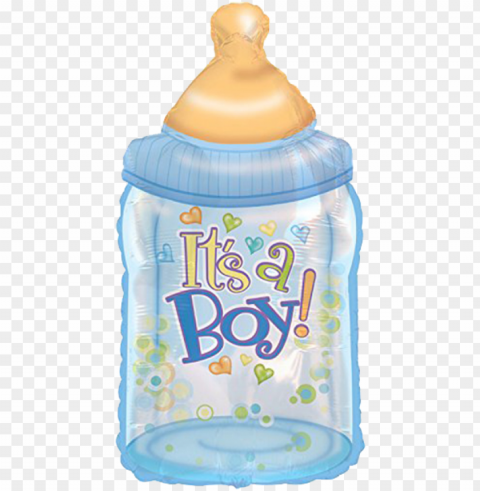 it's a boy hearts & bubble bottle balloons - tetero para baby shower Isolated Item on Transparent PNG