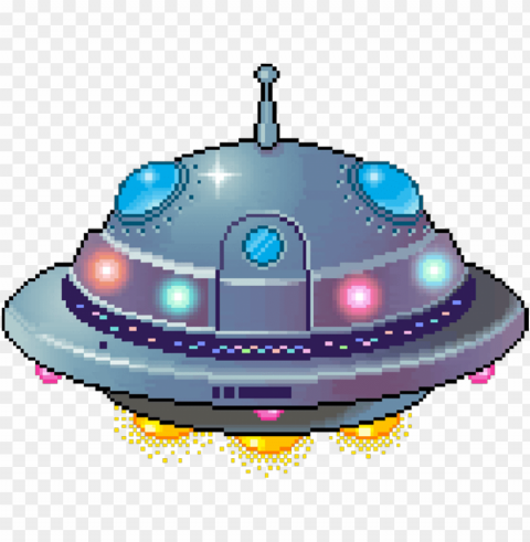 Ixel Space Ufo Spaceship Metal Lights Colors Alien - Pixel Ufo PNG Images With Clear Alpha Channel Broad Assortment