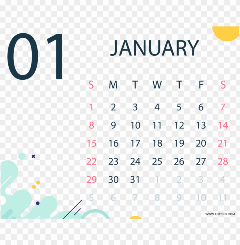 January 2023 Calendar Transparent Clear Background PNG Isolated Subject