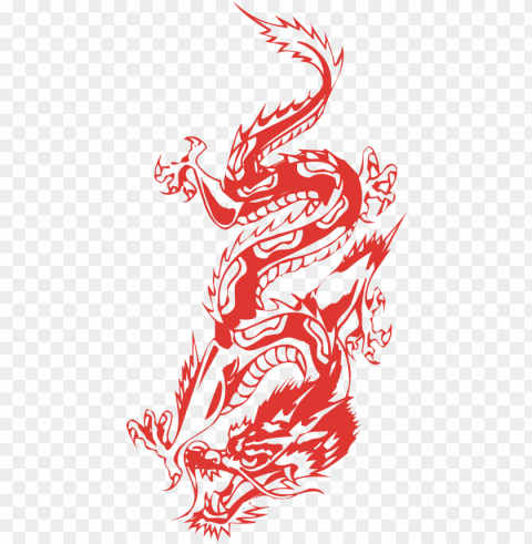 japanese dragon clip art hand painted style - red japan dragon Isolated Graphic on HighQuality Transparent PNG