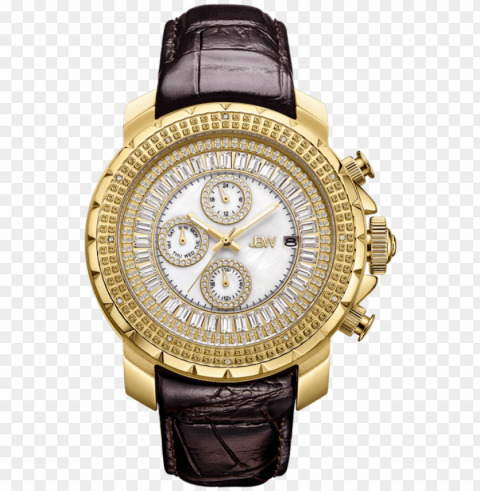 jbw titus j6347l a gold brown leather diamond - silver jbw men's jbw watches Isolated Design Element in HighQuality PNG