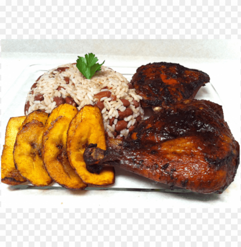 jerk chicken fried plantai PNG images with alpha mask
