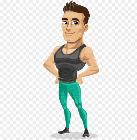 jim is an athletic male fitness character in sports - fitness cartoo PNG files with no royalties