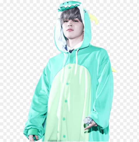 jimin jungkook rm jhope jin v suga bts - jimin in a dinosaur onesie Clean Background Isolated PNG Character